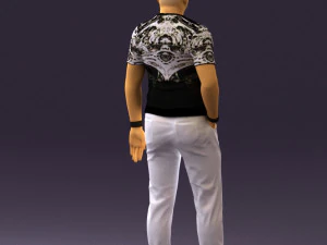 man in black shirt white pants 0452 3D Model