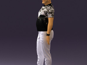 man in black shirt white pants 0452 Modelo 3D