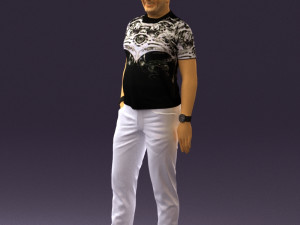 man in black shirt white pants 0452 Modelo 3D