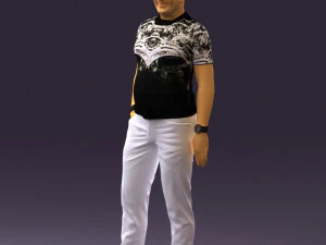 man in black shirt white pants 0452 3D Model