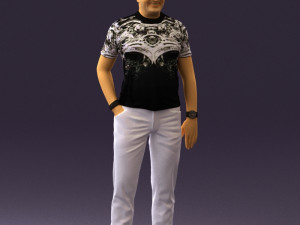 man in black shirt white pants 0452 Modelo 3D