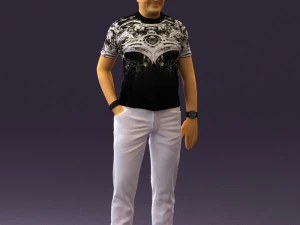 man in black shirt white pants 0452 3D Model