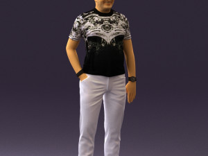 man in black shirt white pants 0452 Modelo 3D