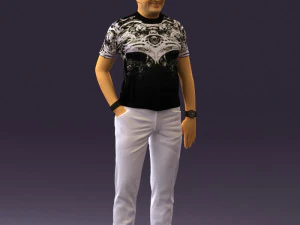 man in black shirt white pants 0452 3D Model