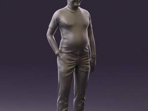 man in black shirt white pants 0452 Modelo 3D