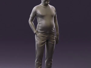 man in black shirt white pants 0452 3D Model