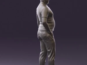man in black shirt white pants 0452 3D Model