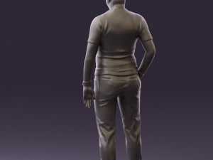 man in black shirt white pants 0452 Modelo 3D