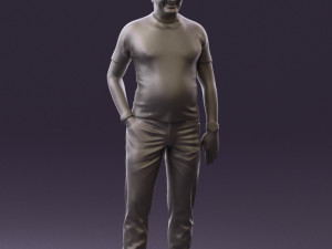 man in black shirt white pants 0452 Modelo 3D