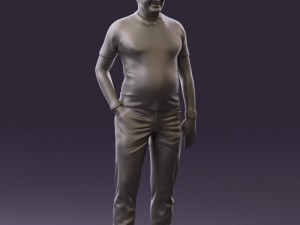 man in black shirt white pants 0452 Modelo 3D