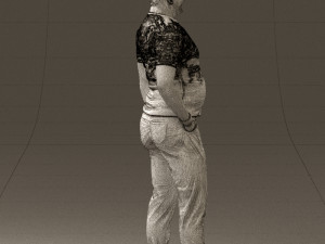 man in black shirt white pants 0452 Modelo 3D