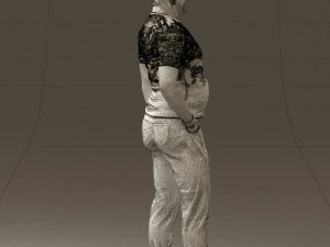 man in black shirt white pants 0452 3D Model