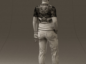 man in black shirt white pants 0452 Modelo 3D