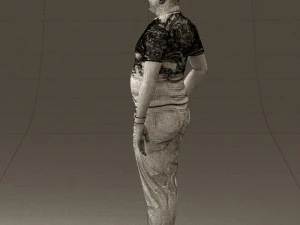 man in black shirt white pants 0452 3D Model