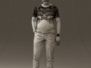 man in black shirt white pants 0452 Modelo 3D