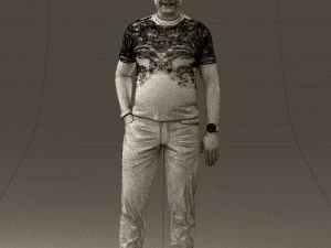 man in black shirt white pants 0452 3D Model