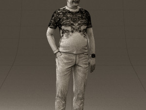 man in black shirt white pants 0452 Modelo 3D
