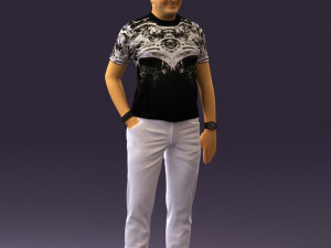 man in black shirt white pants 0452 3d print ready 3D Print Model