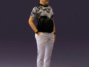 man in black shirt white pants 0452 3d print ready 3D Print Model