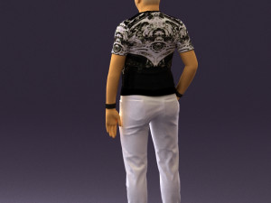 man in black shirt white pants 0452 3d print ready 3Dプリントモデル