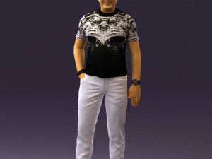 man in black shirt white pants 0452 3d print ready 3Dプリントモデル