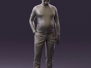 man in black shirt white pants 0452 3d print ready 3D Print Model