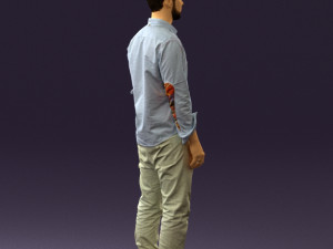man in blue top white jeans 0437 3D Model