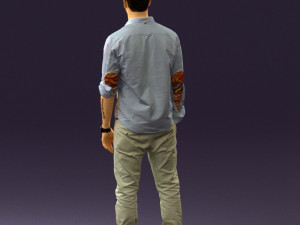 man in blue top white jeans 0437 3D Model