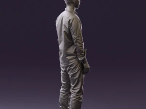 man in blue top white jeans 0437 3D Model