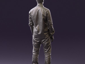 man in blue top white jeans 0437 3D Model