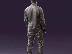 man in blue top white jeans 0437 3D Model