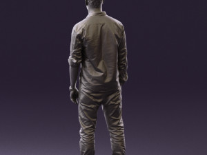 man in blue top white jeans 0437 3D Model