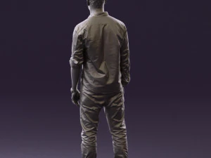 man in blue top white jeans 0437 3D Model