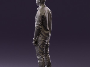 man in blue top white jeans 0437 3D Model