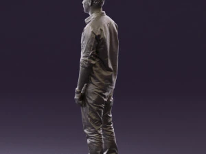 man in blue top white jeans 0437 3D Model