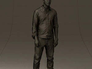 man in blue top white jeans 0437 3D Model
