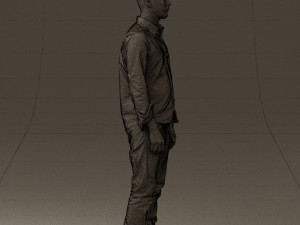 man in blue top white jeans 0437 3D Model