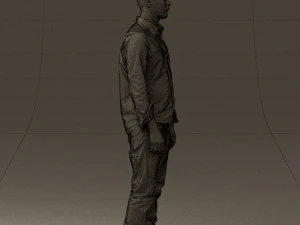 man in blue top white jeans 0437 3D Model