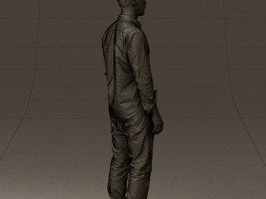 man in blue top white jeans 0437 3D Model