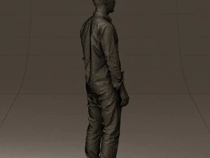 man in blue top white jeans 0437 3D Model