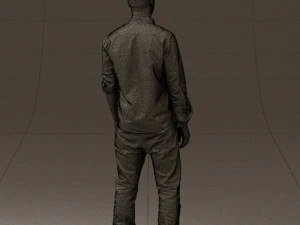 man in blue top white jeans 0437 3D Model