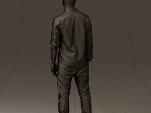 man in blue top white jeans 0437 3D Model