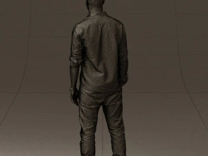 man in blue top white jeans 0437 3D Model