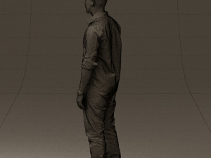 man in blue top white jeans 0437 3D Model