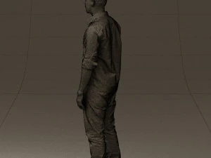 man in blue top white jeans 0437 3D Model