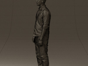 man in blue top white jeans 0437 3D Model