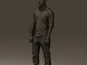 man in blue top white jeans 0437 3D Model