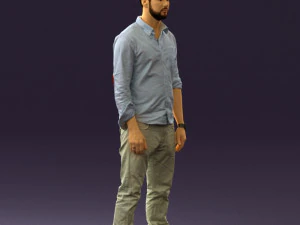 man in blue top white jeans 0437 3d print ready 3D Print Model