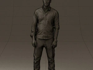 man in blue top white jeans 0437 3d print ready 3D Print Model