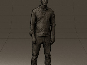 man in blue top white jeans 0437 3d print ready 3D 프린트 모델